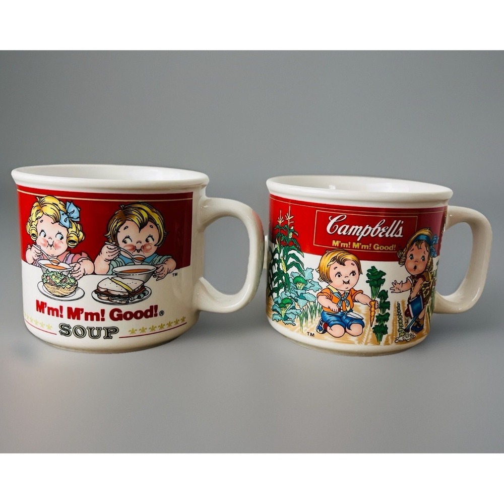 2 Vintage Campbell's Soup Mugs 1997 M'm! M'm! Good! Homestyle 4" Diameter